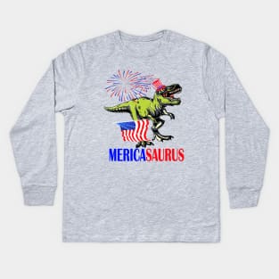 mericasaurus 4th of july independence day gift Kids Long Sleeve T-Shirt